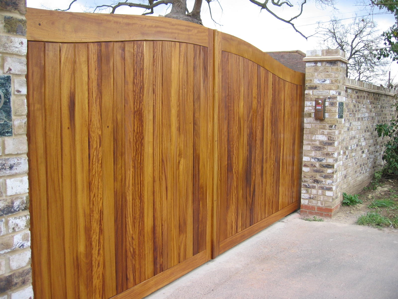 Large wooden sliding gates