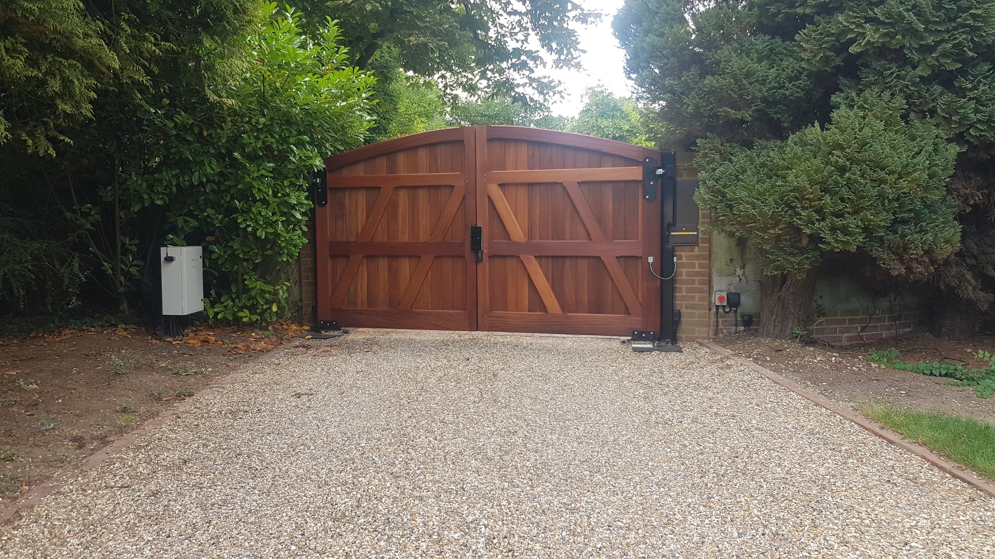 Back of wooden gate installation